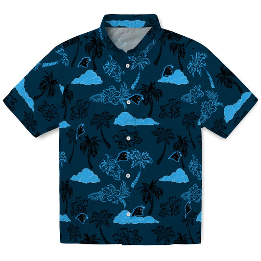 Carolina Panthers Hawaiian Shirt - Palm And Clouds | Moonbestprint
