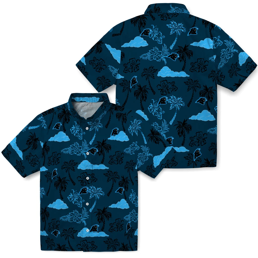 Carolina Panthers Hawaiian Shirt - Palm And Clouds | Moonbestprint