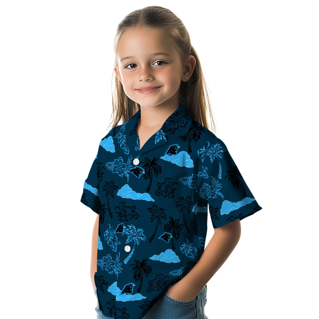 Carolina Panthers Hawaiian Shirt - Palm And Clouds | Moonbestprint
