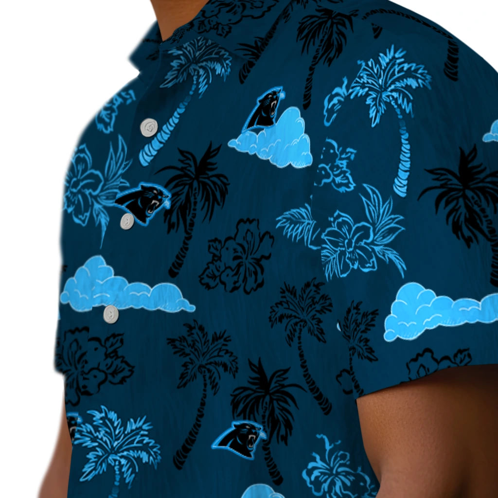 Carolina Panthers Hawaiian Shirt - Palm And Clouds | Moonbestprint