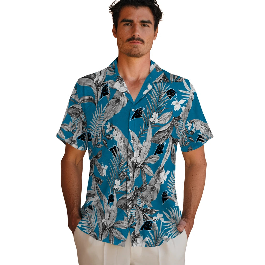 Carolina Panthers Hawaiian Shirt - Palm Leaves | Moonbestprint