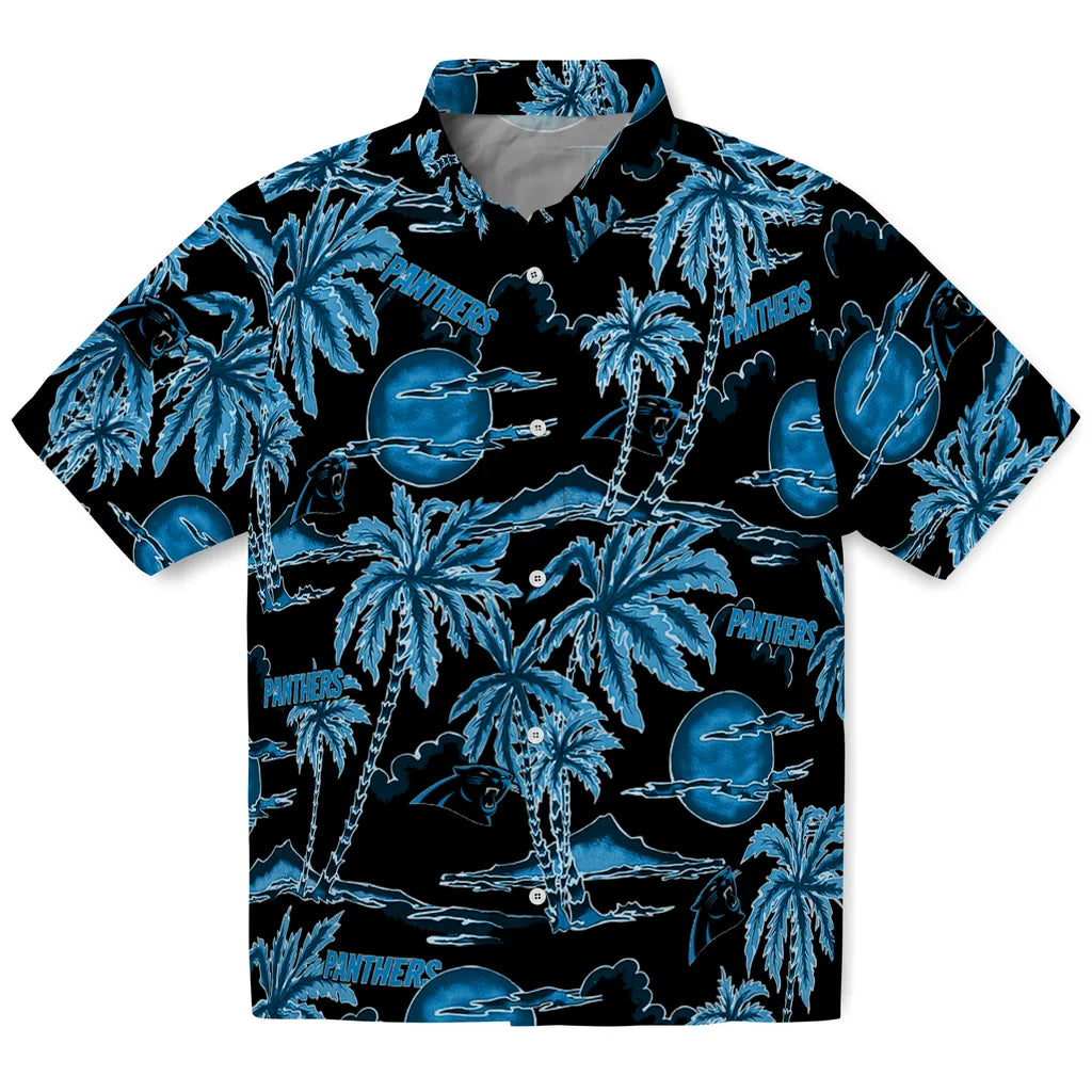 Carolina Panthers Hawaiian Shirt - Palm Sunset | Moonbestprint