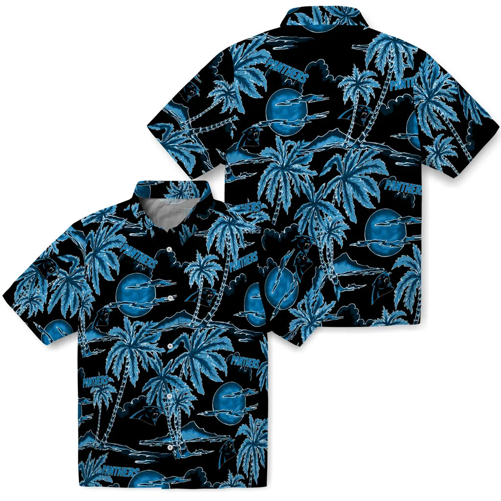 Carolina Panthers Hawaiian Shirt - Palm Sunset | Moonbestprint