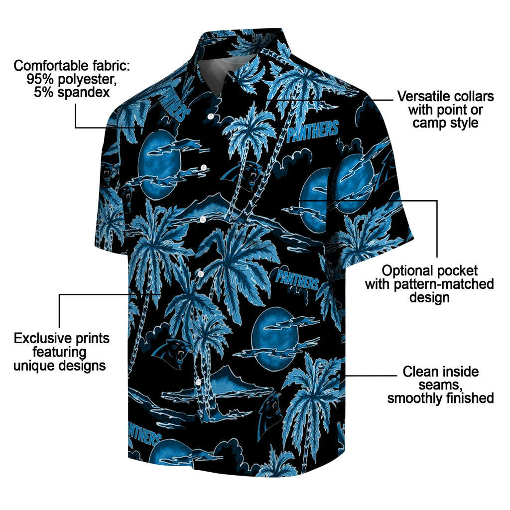 Carolina Panthers Hawaiian Shirt - Palm Sunset | Moonbestprint