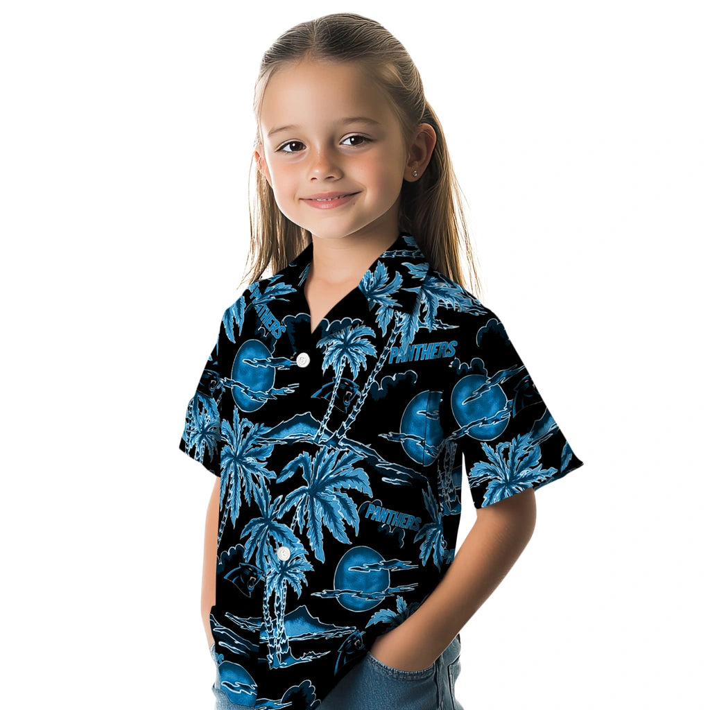 Carolina Panthers Hawaiian Shirt - Palm Sunset | Moonbestprint