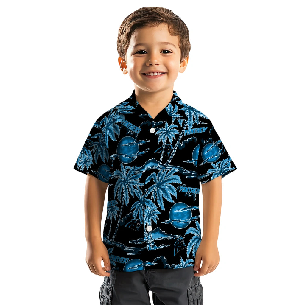 Carolina Panthers Hawaiian Shirt - Palm Sunset | Moonbestprint