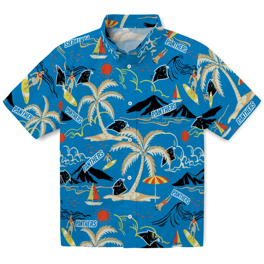Carolina Panthers Hawaiian Shirt - Palm Tree Island | Moonbestprint