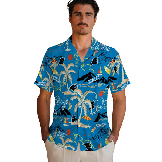Carolina Panthers Hawaiian Shirt - Palm Tree Island | Moonbestprint