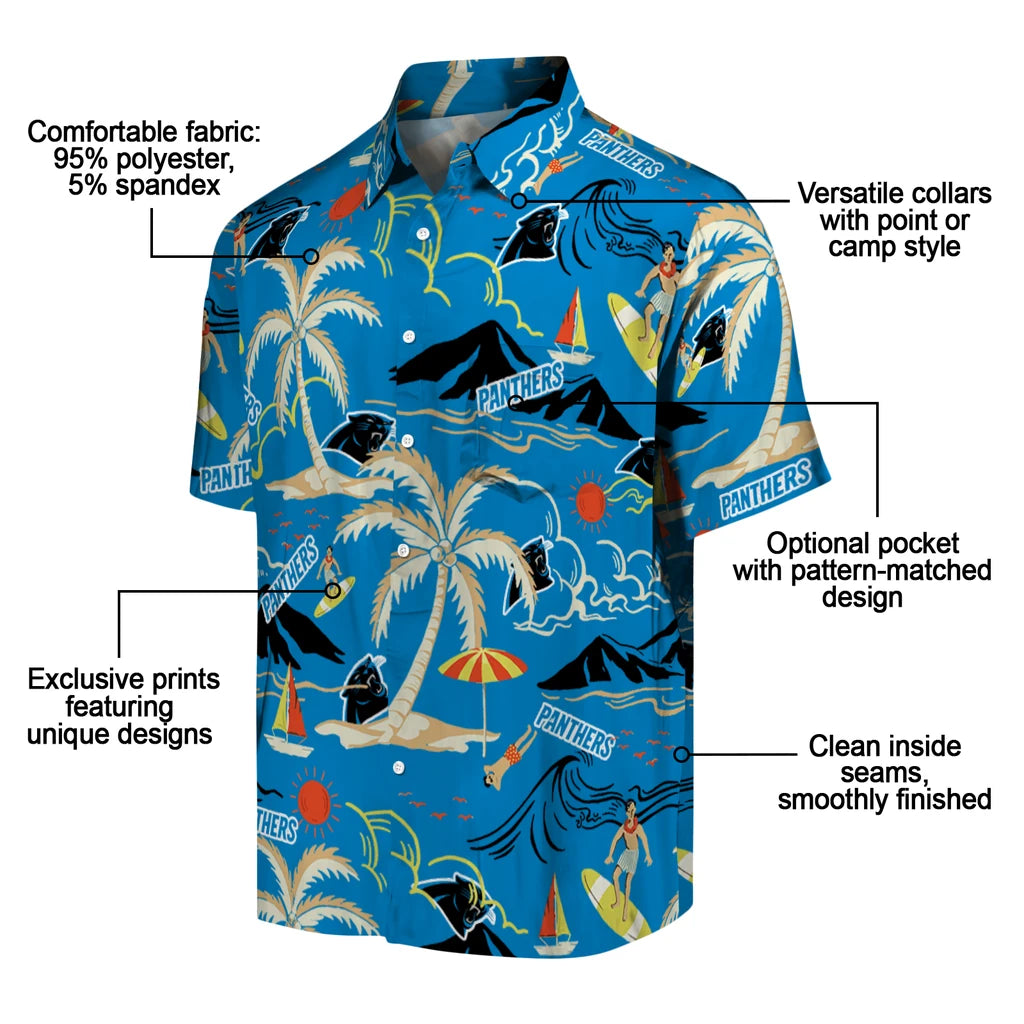 Carolina Panthers Hawaiian Shirt - Palm Tree Island | Moonbestprint