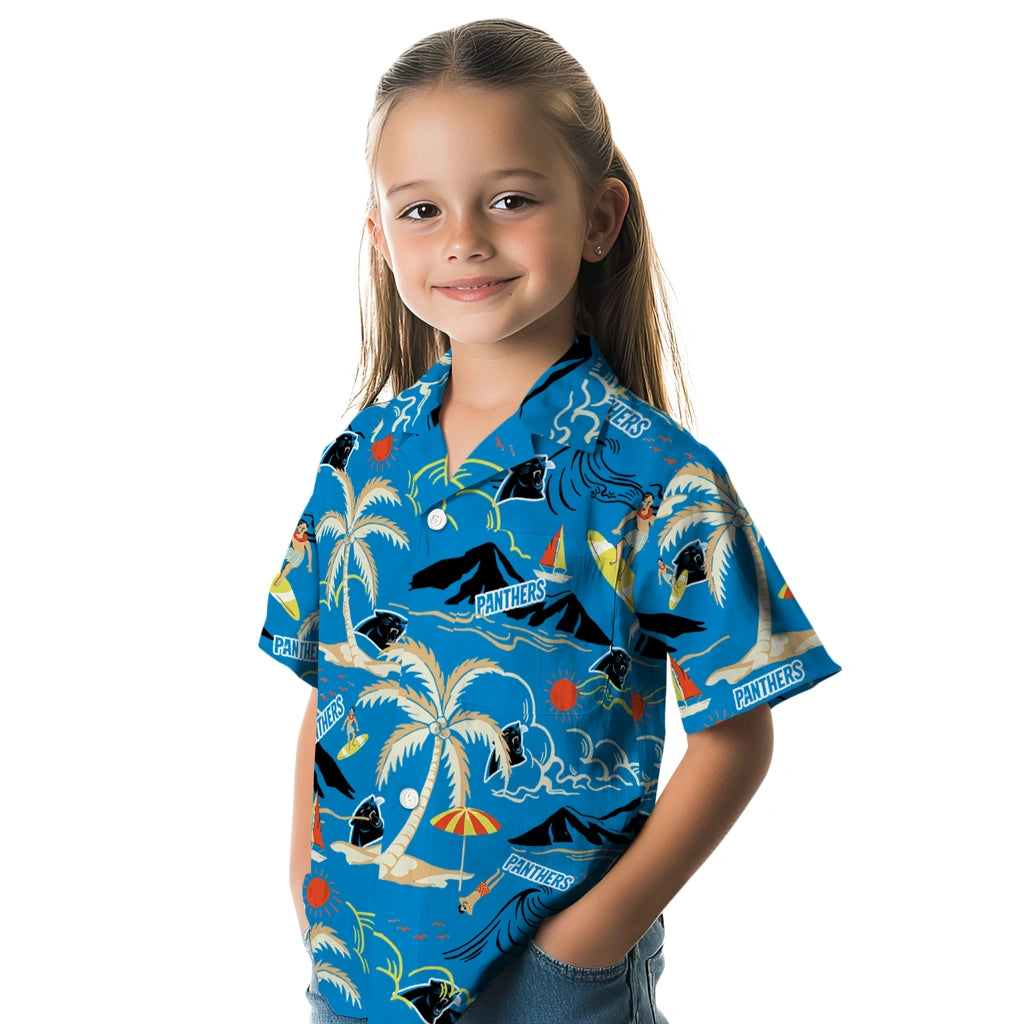 Carolina Panthers Hawaiian Shirt - Palm Tree Island | Moonbestprint