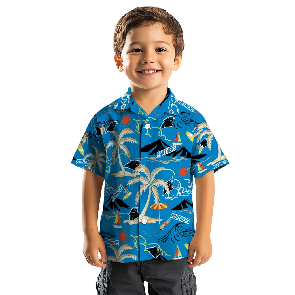 Carolina Panthers Hawaiian Shirt - Palm Tree Island | Moonbestprint