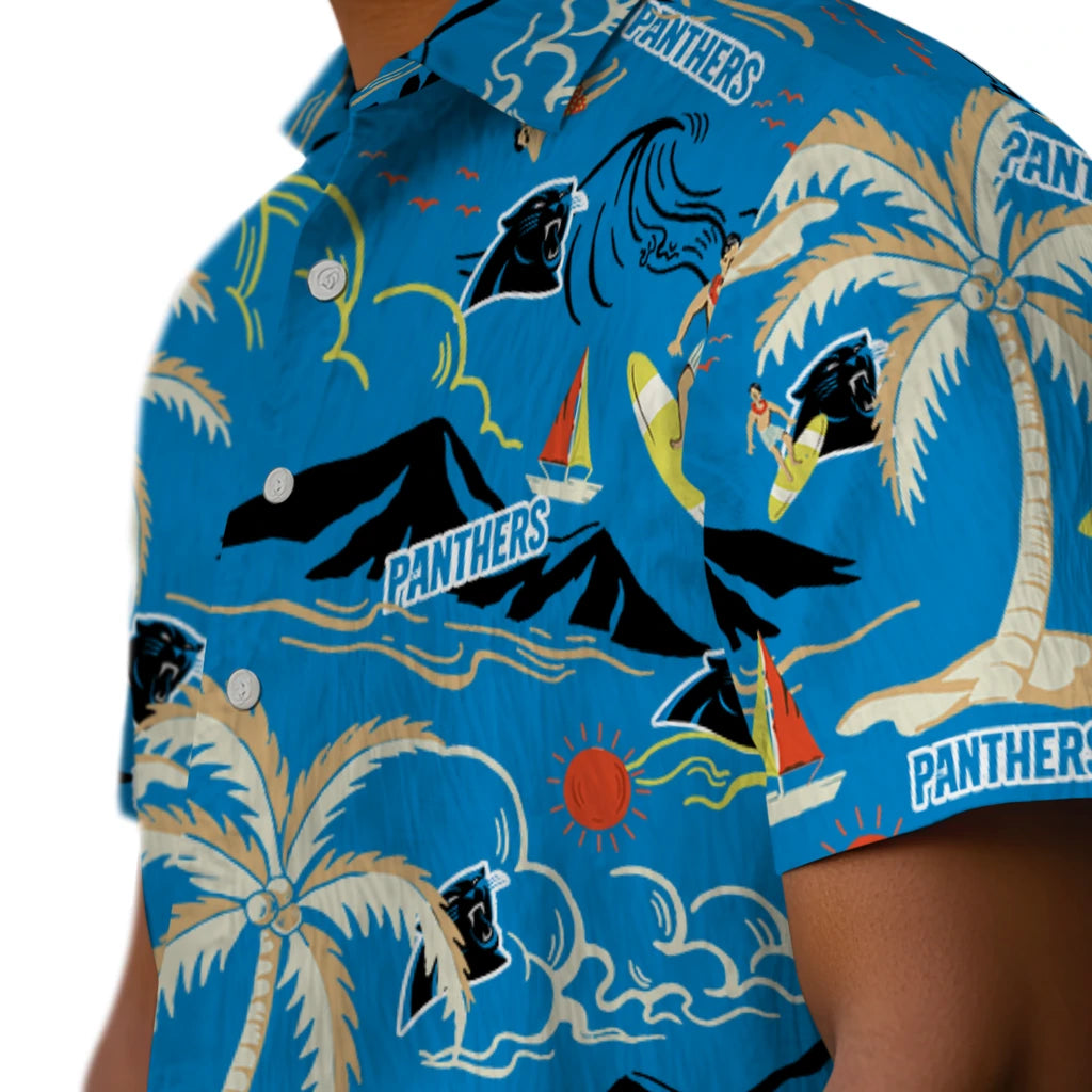 Carolina Panthers Hawaiian Shirt - Palm Tree Island | Moonbestprint