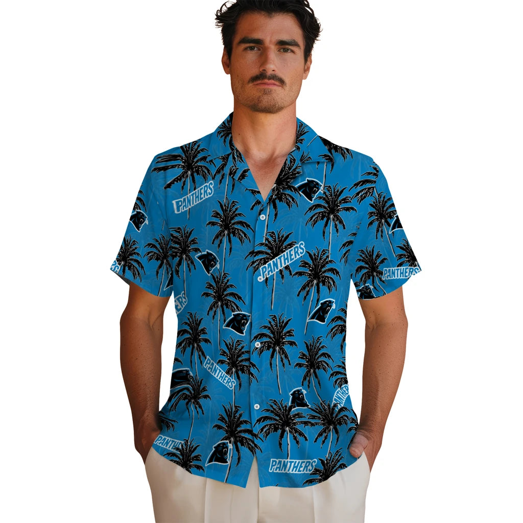 Carolina Panthers Hawaiian Shirt - Palm Tree Motif | Moonbestprint