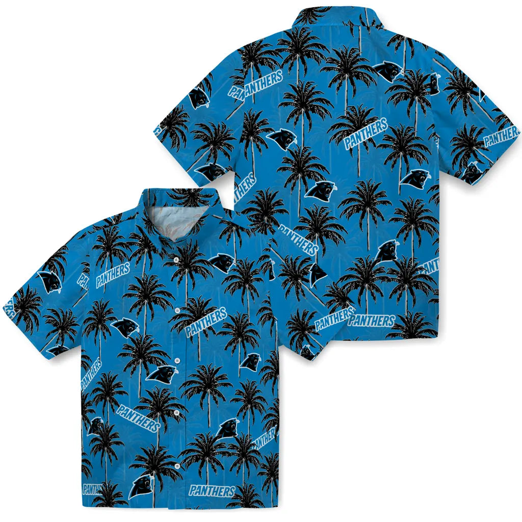 Carolina Panthers Hawaiian Shirt - Palm Tree Motif | Moonbestprint