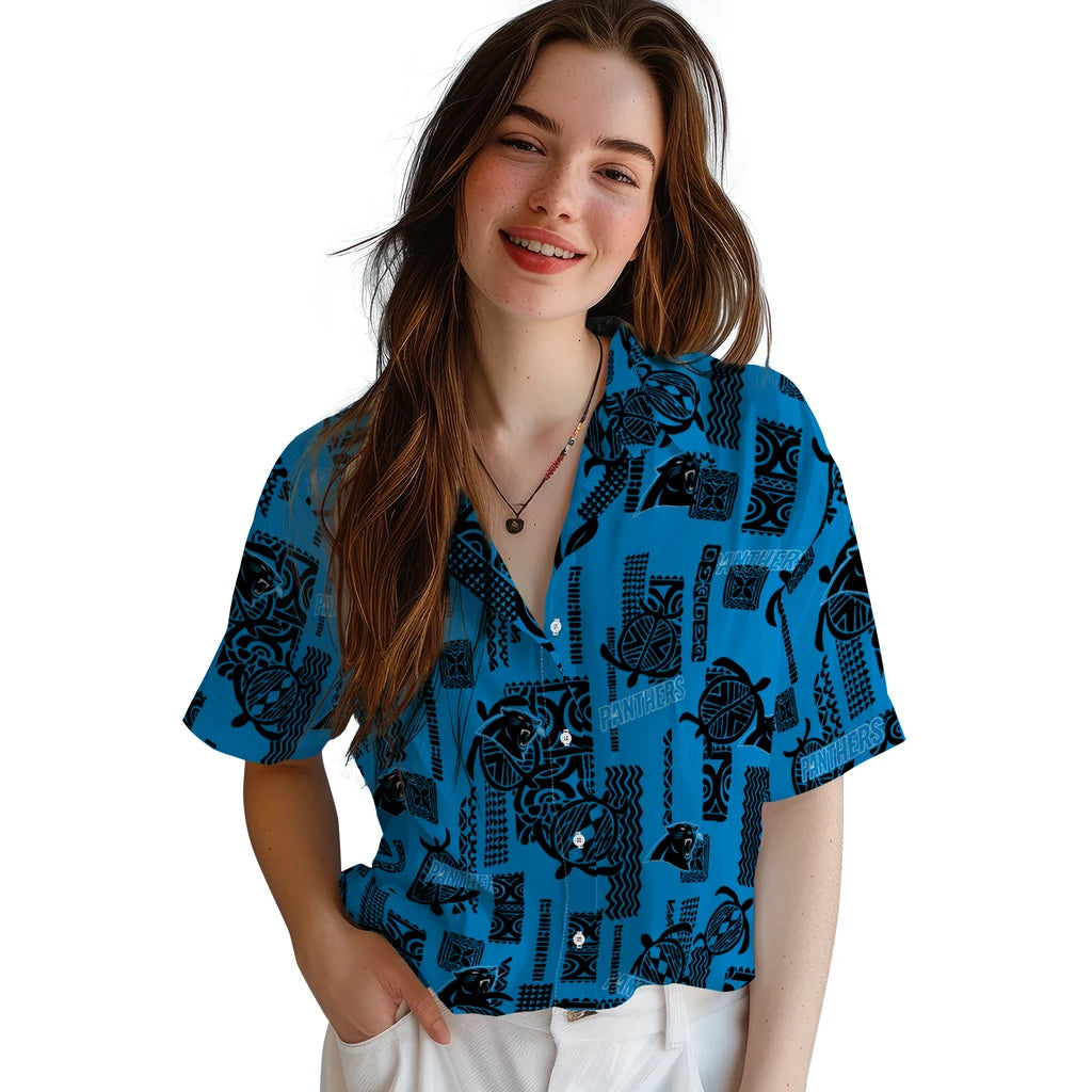 Carolina Panthers Hawaiian Shirt - Turtle Lines | Moonbestprint