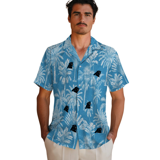 Carolina Panthers Hawaiian Shirt - Vintage Palm Tree | Moonbestprint