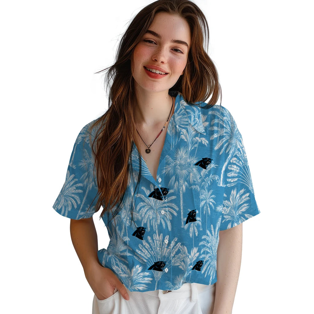 Carolina Panthers Hawaiian Shirt - Vintage Palm Tree | Moonbestprint