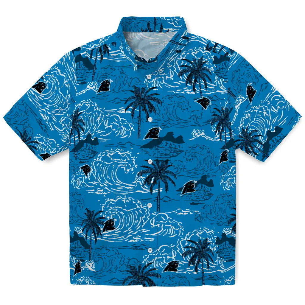 Carolina Panthers Hawaiian Shirt - Wave Palm | Moonbestprint