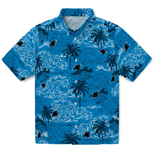 Carolina Panthers Hawaiian Shirt - Wave Palm | Moonbestprint