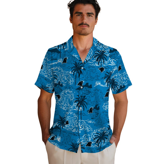 Carolina Panthers Hawaiian Shirt - Wave Palm | Moonbestprint