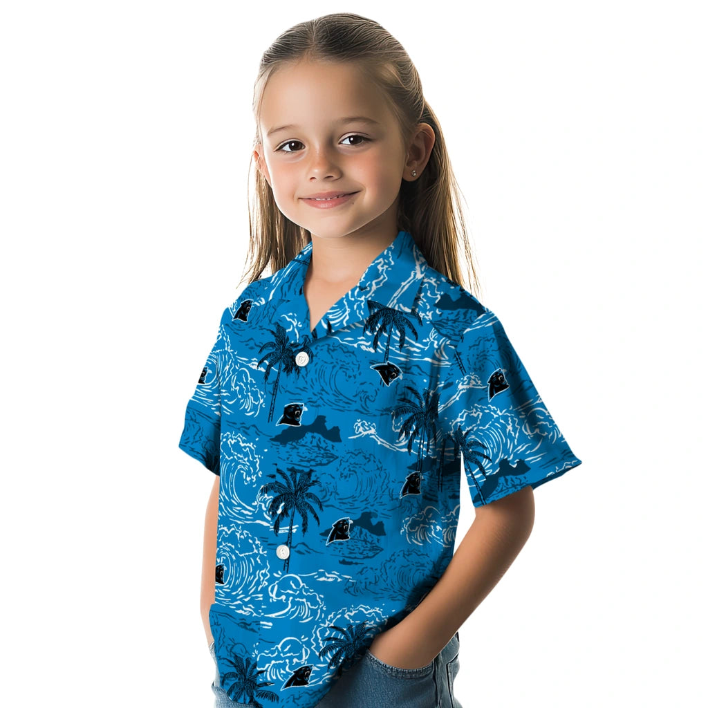 Carolina Panthers Hawaiian Shirt - Wave Palm | Moonbestprint