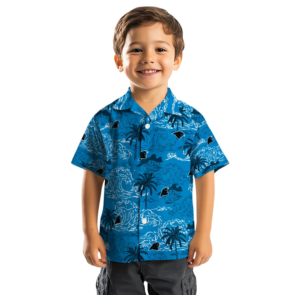 Carolina Panthers Hawaiian Shirt - Wave Palm | Moonbestprint