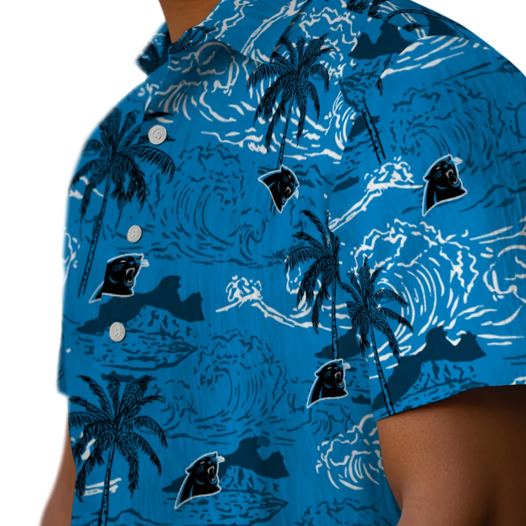 Carolina Panthers Hawaiian Shirt - Wave Palm | Moonbestprint