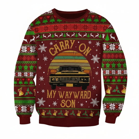 Carry On My Wayward Son Supernatural Retro Ugly Christmas 3D Printed Sweater 3D 3D Graphic Printed Tshirt Hoodie Up To 5Xl 3D Hoodie Sweater Tshirt ? Usalast