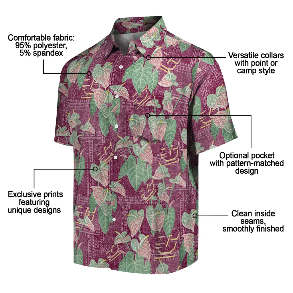 Central Michigan Chippewas Hawaiian Shirt - Anthurium Overlay | Moonbestprint