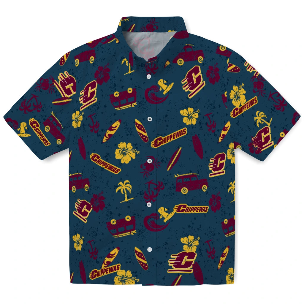 Central Michigan Chippewas Hawaiian Shirt - Beach Vibe | Moonbestprint
