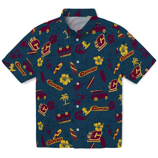 Central Michigan Chippewas Hawaiian Shirt - Beach Vibe | Moonbestprint