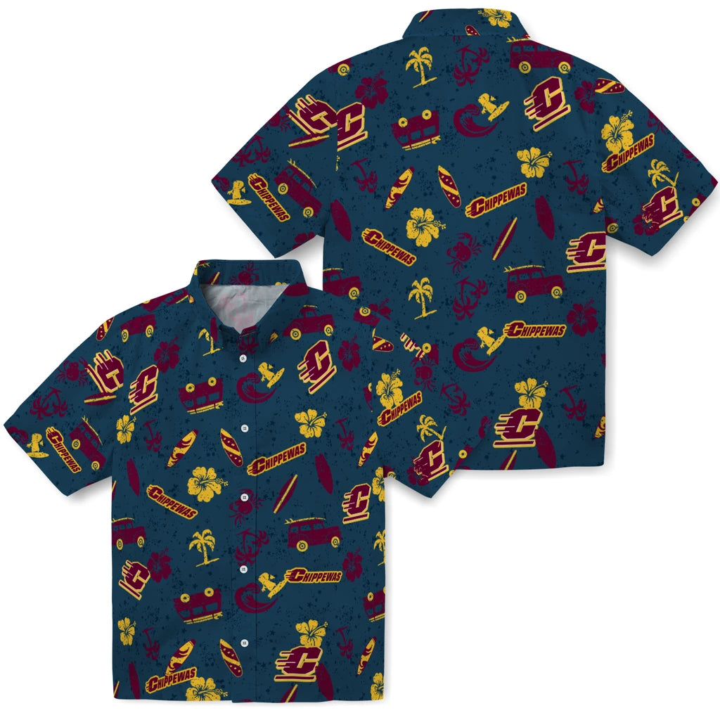 Central Michigan Chippewas Hawaiian Shirt - Beach Vibe | Moonbestprint