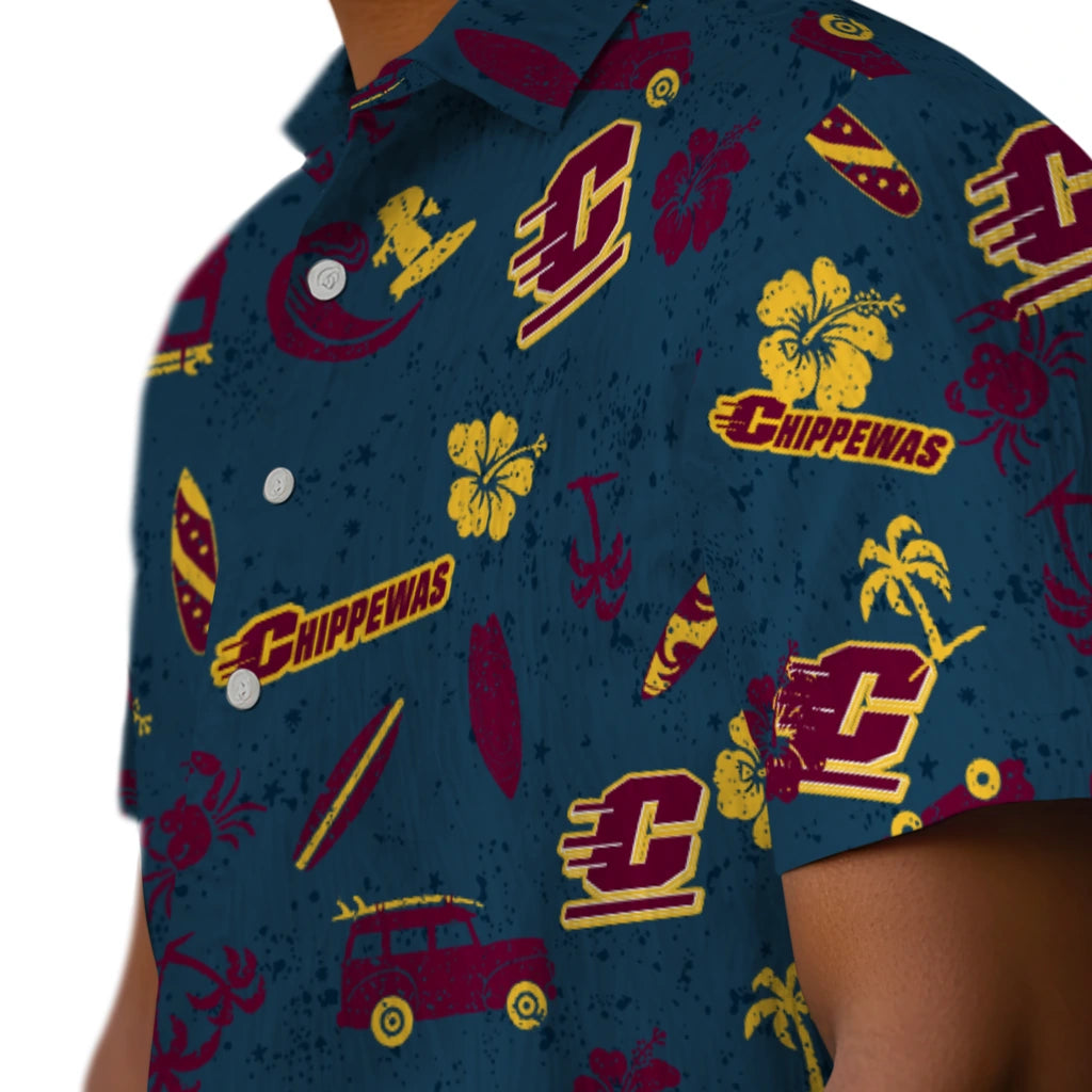 Central Michigan Chippewas Hawaiian Shirt - Beach Vibe | Moonbestprint