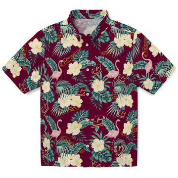 Central Michigan Chippewas Hawaiian Shirt - Flamingo and Hibiscus | Moonbestprint