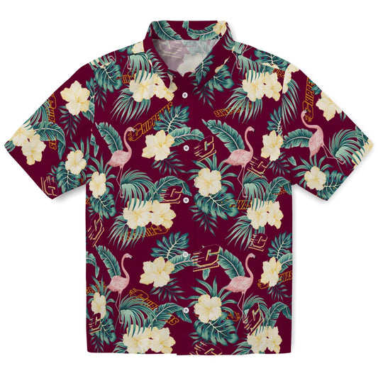 Central Michigan Chippewas Hawaiian Shirt - Flamingo and Hibiscus | Moonbestprint