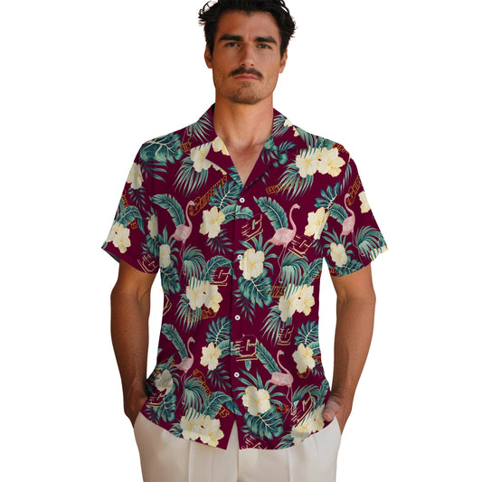 Central Michigan Chippewas Hawaiian Shirt - Flamingo and Hibiscus | Moonbestprint