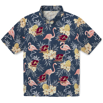 Central Michigan Chippewas Hawaiian Shirt - Flamingo Hibiscus | Moonbestprint