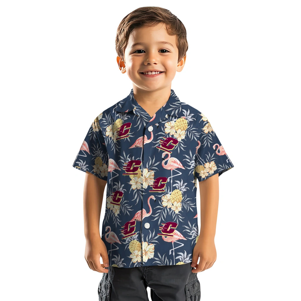 Central Michigan Chippewas Hawaiian Shirt - Flamingo Hibiscus | Moonbestprint