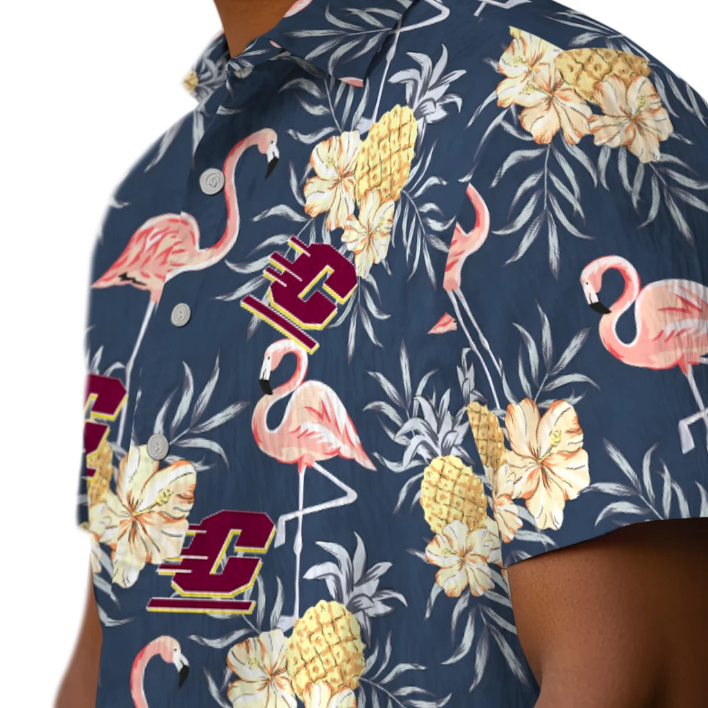 Central Michigan Chippewas Hawaiian Shirt - Flamingo Hibiscus | Moonbestprint