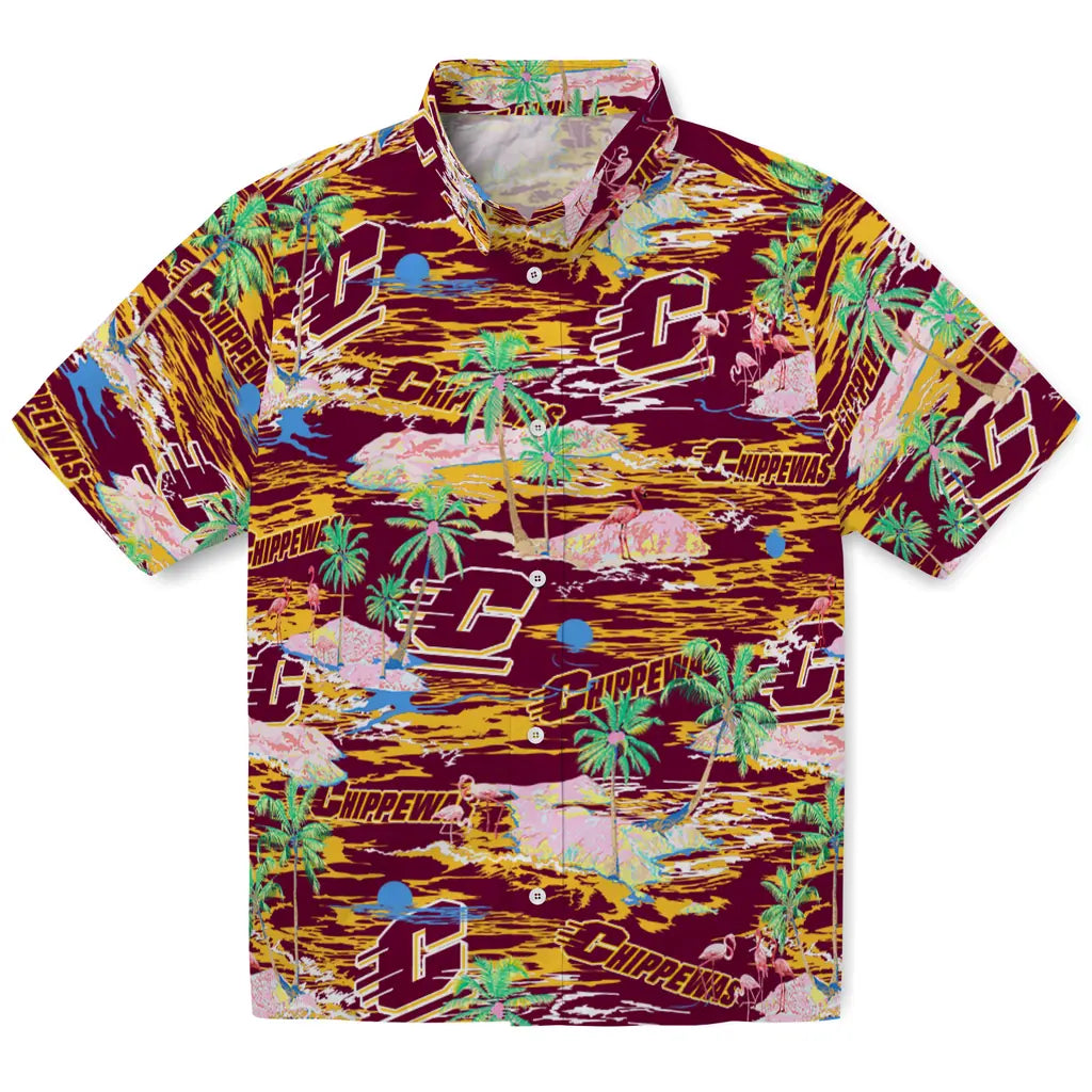 Central Michigan Chippewas Flamingo Retreat 2026 Hawaiian Shirt – Moonbestprint