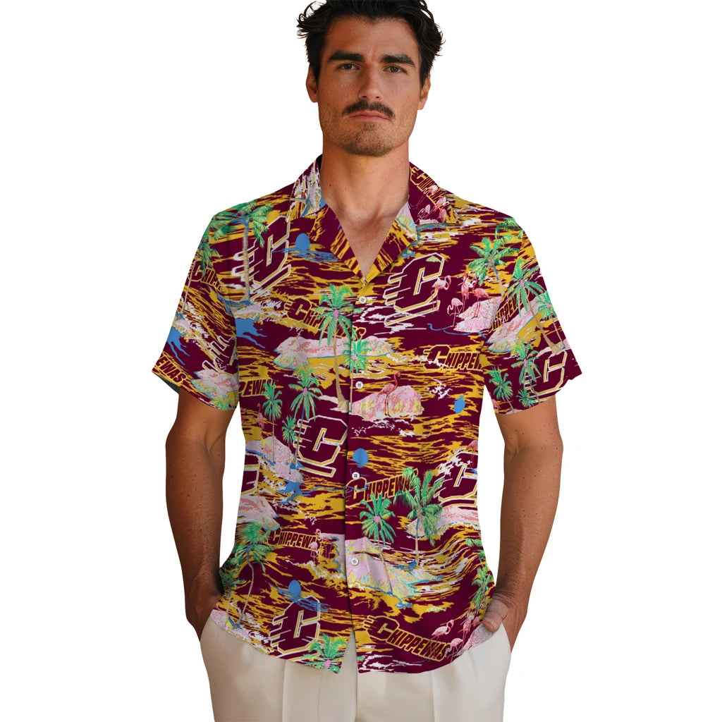 Central Michigan Chippewas Flamingo Retreat 2026 Hawaiian Shirt – Moonbestprint