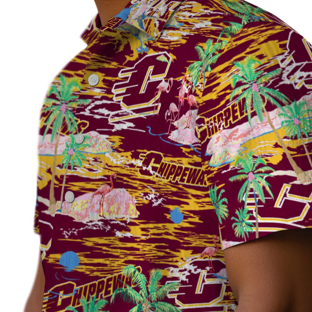 Central Michigan Chippewas Flamingo Retreat 2026 Hawaiian Shirt – Moonbestprint