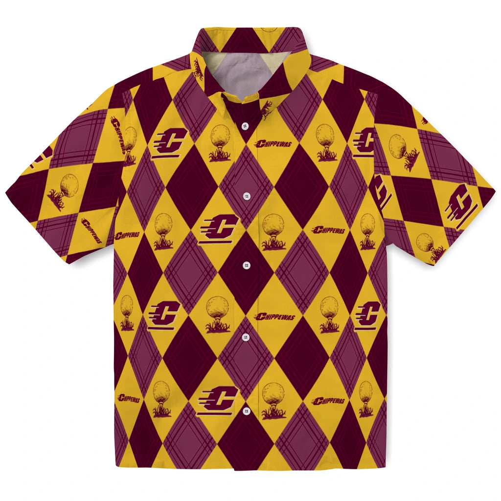 Central Michigan Chippewas Hawaiian Shirt - Golfing Plaid | Moonbestprint
