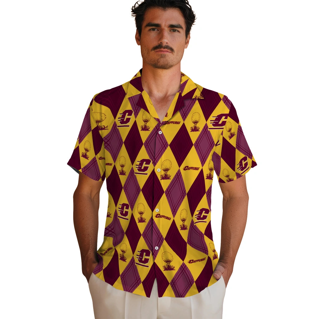 Central Michigan Chippewas Hawaiian Shirt - Golfing Plaid | Moonbestprint