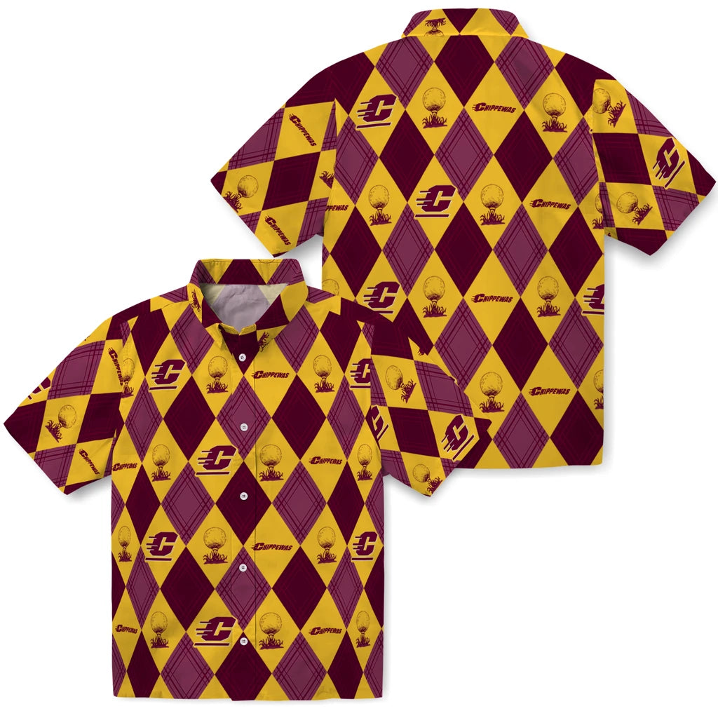Central Michigan Chippewas Hawaiian Shirt - Golfing Plaid | Moonbestprint