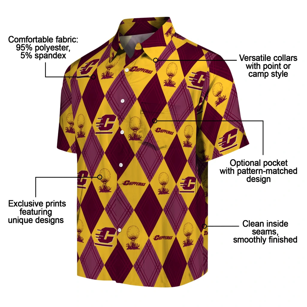 Central Michigan Chippewas Hawaiian Shirt - Golfing Plaid | Moonbestprint