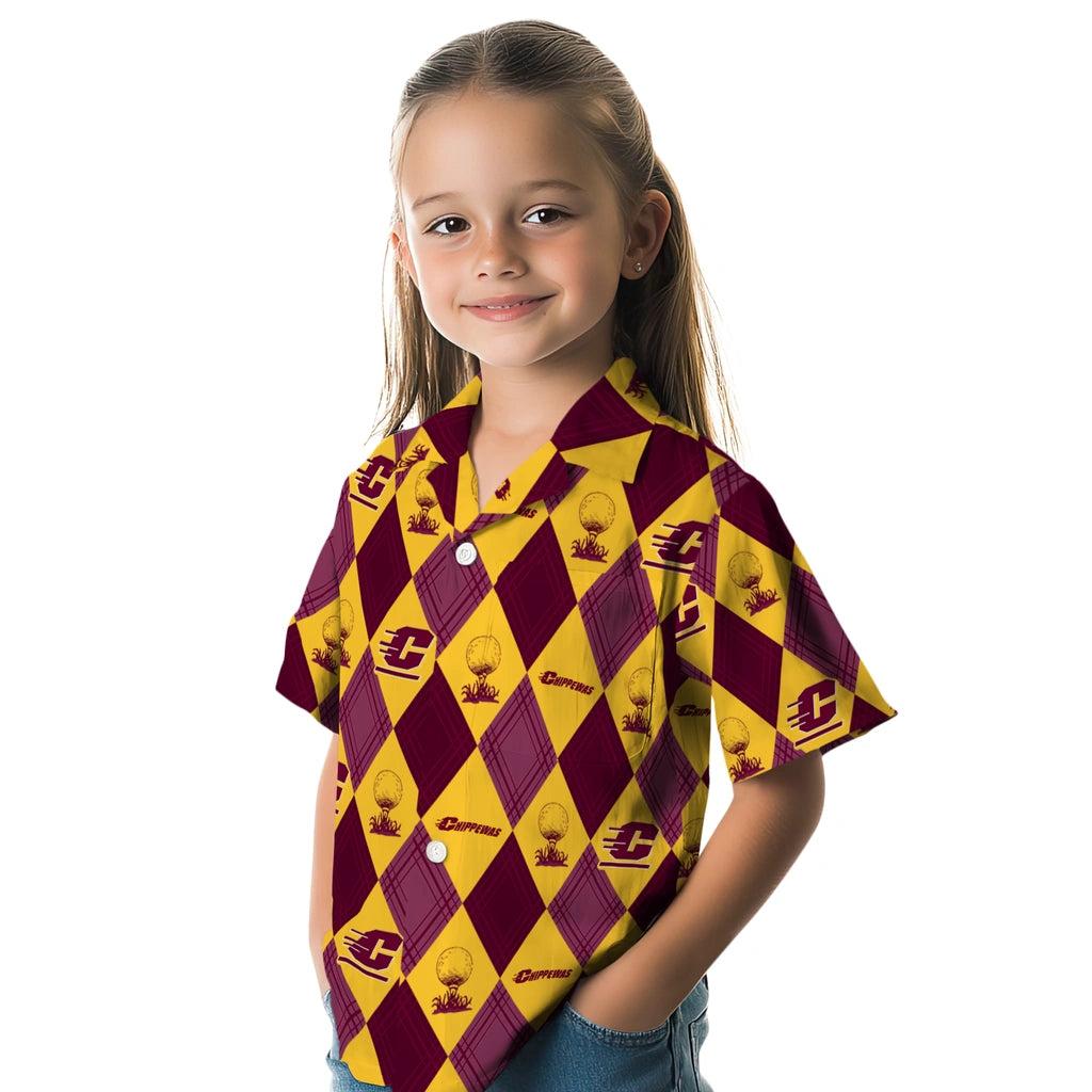 Central Michigan Chippewas Hawaiian Shirt - Golfing Plaid | Moonbestprint