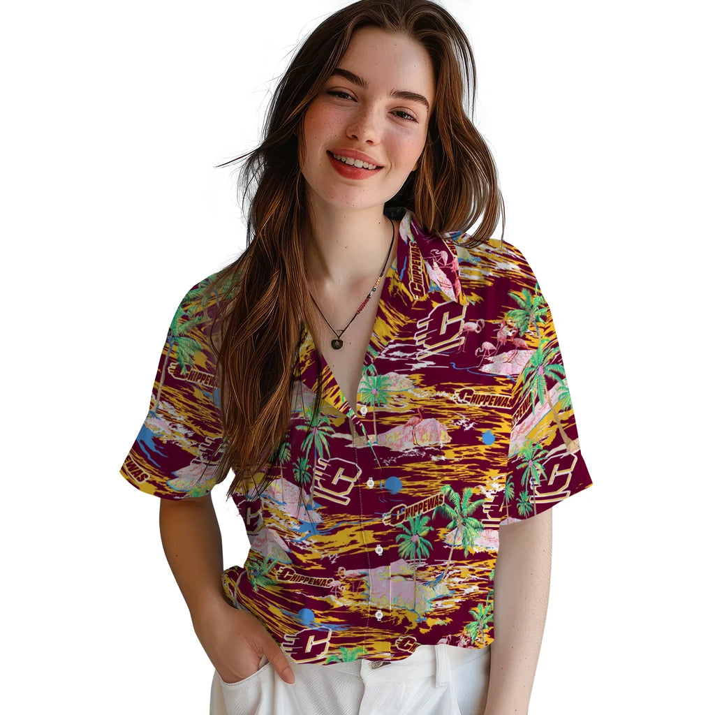Central Michigan Chippewas Hawaiian Shirt - Hawaii Island | Moonbestprint