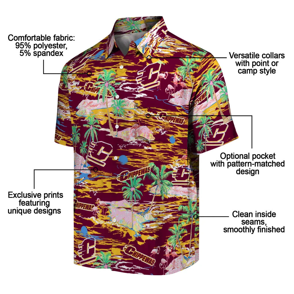 Central Michigan Chippewas Hawaiian Shirt - Hawaii Island | Moonbestprint