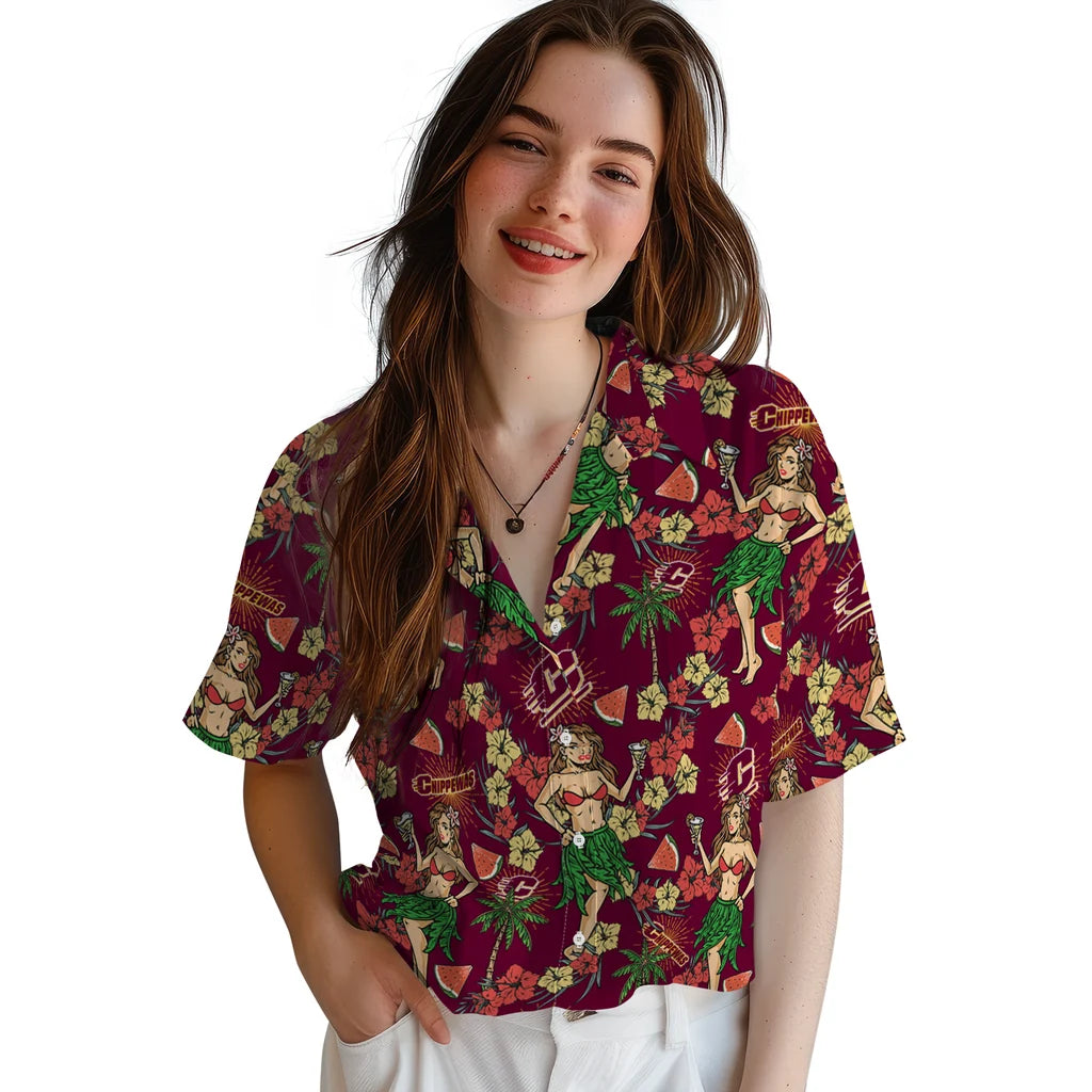 Central Michigan Chippewas Hawaiian Shirt - Hawaiian Girls Design | Moonbestprint